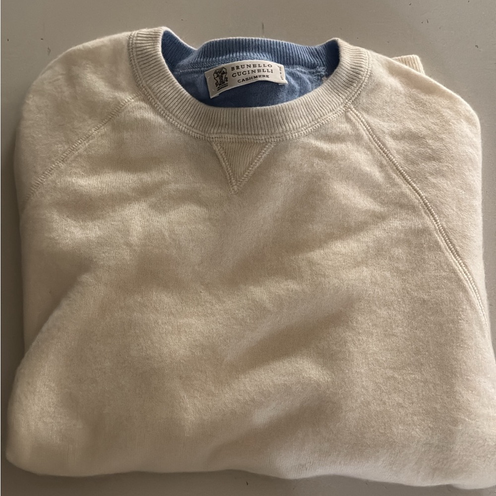 Like New Brunello Cucinelli White Cashmere Sweater